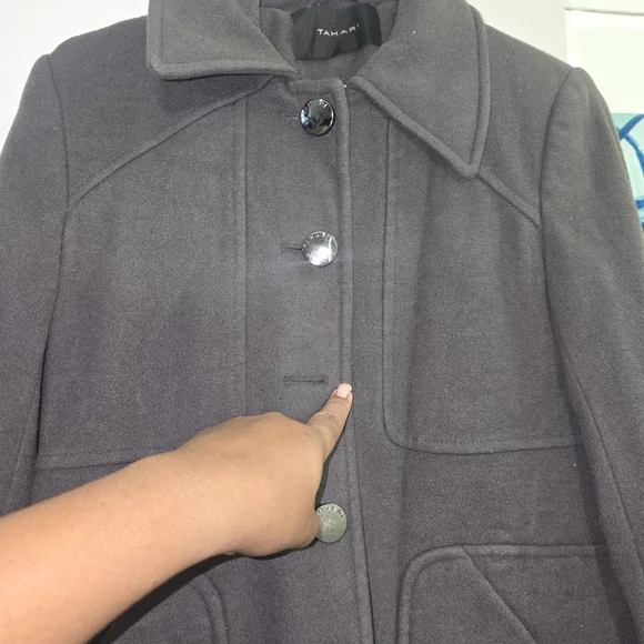 Tahari Dark Gray Trench Coat - Picture 8 of 16